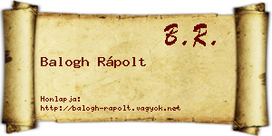 Balogh Rápolt névjegykártya
